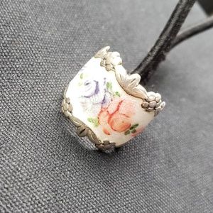 Rare GLASS W/ Antique Silver Sterling band Ring